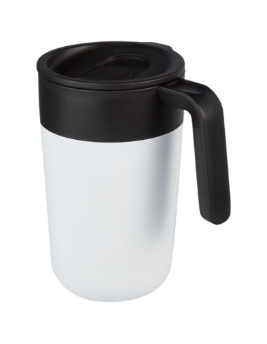 Tazas metálicas con tapa y asa 400 ml