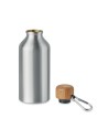 Botellas de aluminio con mosquetón y tapón de bambú 400 ml