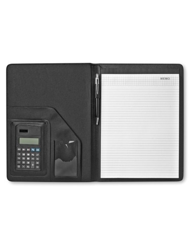 Carpetas A4 con calculadora y bolígrafo