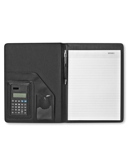 Carpetas A4 con calculadora y bolígrafo