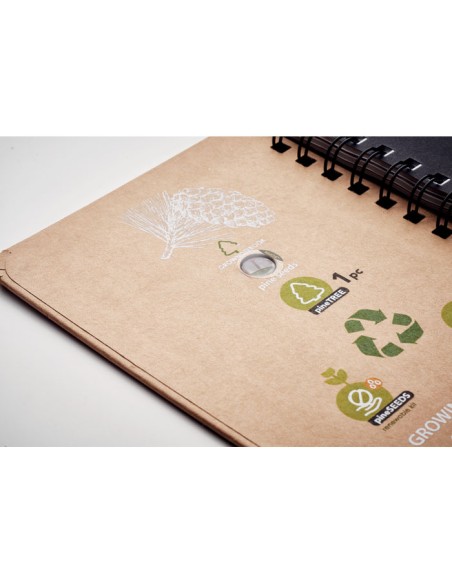 Cuadernos A5 RPET con semillas de Pino