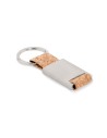 Llaveros rectangulares de metal y corcho