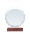 Trofeos de cristal redondos con base de madera