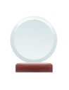 Trofeos de cristal redondos con base de madera