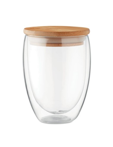 Vasos de cristal con tapa de bambú 350 ml