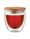 Vasos de cristal pequeños con tapa de bambú 250 ml