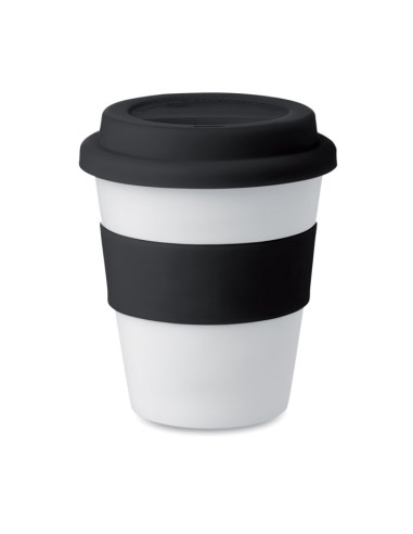 Vasos de plástico PP con tapa y faja de colores...