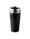 Vasos de acero inoxidable con tapa PP negra 400 ml