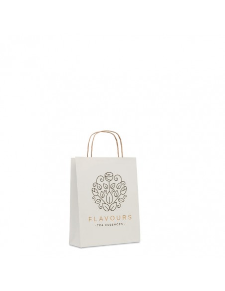 Bolsas de papel tamaño S 90g con asa torcida y fuelle