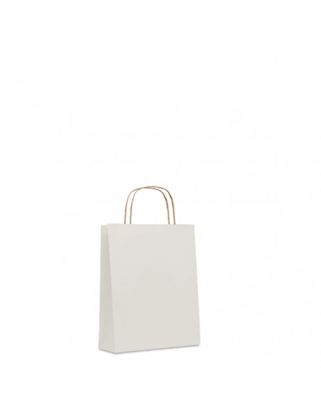Bolsas de papel tamaño S 90g con asa torcida y fuelle