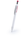Bolígrafos blancos con pulsador en múltiples colores