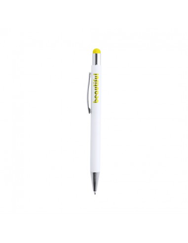Bolígrafos blancos con pulsador en múltiples...