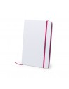 Libretas A5 blancas con banda elástica y marcapáginas a juego