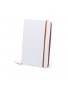 Libretas A5 blancas con banda elástica y marcapáginas a juego