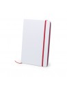 Libretas A5 blancas con banda elástica y marcapáginas a juego