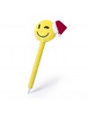 Bolígrafos con cuerpo de peluche emoji con gorro de Navidad