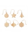 Sets de 6 adornos de Navidad de madera de haya