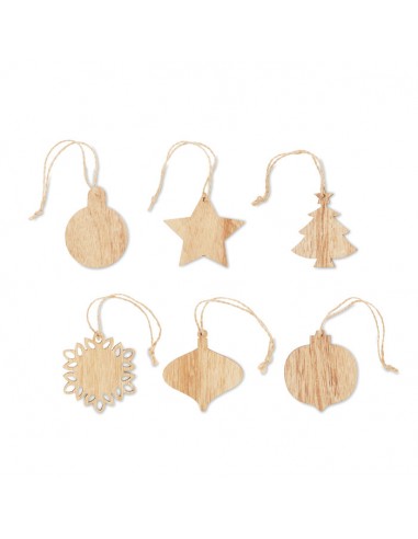 Sets de 6 adornos de Navidad de madera de haya