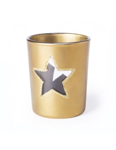 Velas en recipiente de cristal con una estrella