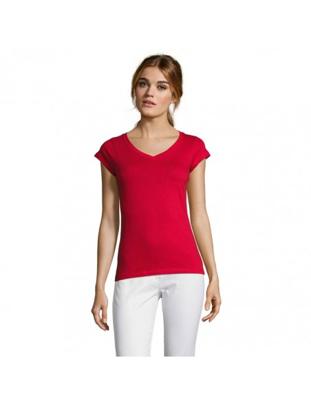 Camisetas para mujer con cuello de pico