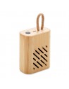 Altavoces inalámbricos de bambú con asa y indicador LED
