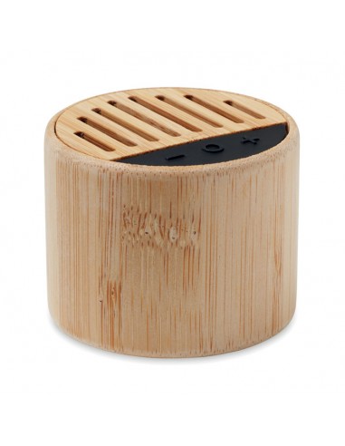 Altavoces inalámbricos cilíndricos de bambú con...