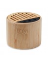 Altavoces inalámbricos cilíndricos de bambú con indicador LED