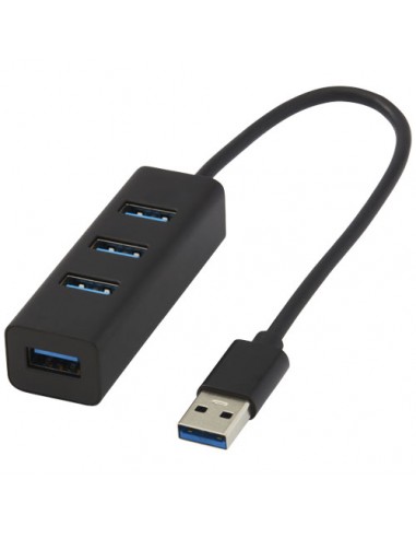 Hub USB rectangulares de aluminio con 4 puertos