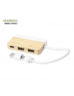 Hub USB de bambú con mármol