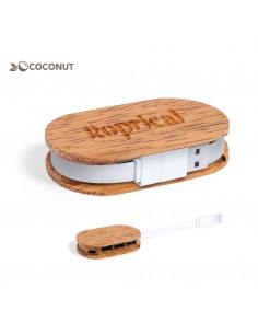 Hub USB de coco con 4 puertos