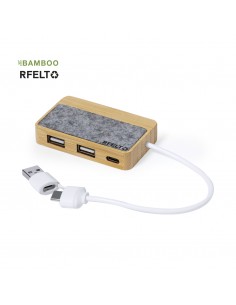 Hub USB de bambú y fieltro...
