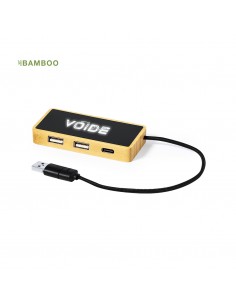 Hub USB de bambú con parte...