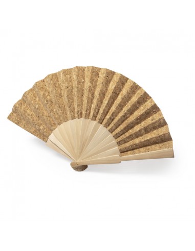 Abanicos de madera y tela en corcho