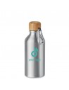 Botellas de aluminio con mosquetón y tapón de bambú 400 ml