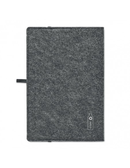 Libretas A5 de fieltro RPET con soporte para bolígrafos