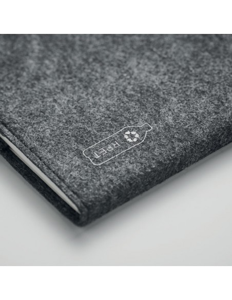 Libretas A5 de fieltro RPET con soporte para bolígrafos