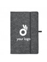 Libretas A5 de fieltro RPET con soporte para bolígrafos