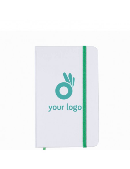 Libretas A6 blancas con tapa de cartón cinta de colores