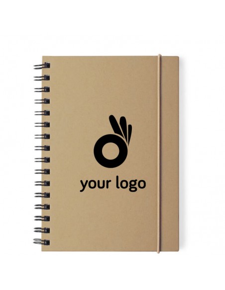 Cuadernos A5 de cartón reciclado con banda elástica de colores