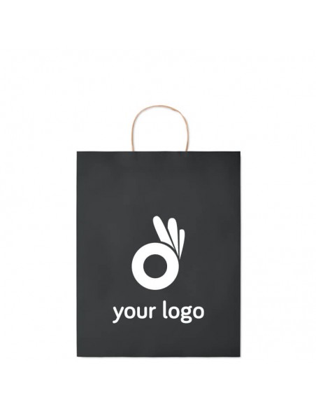 Bolsas de papel tamaño M 90g asa corta torcida y fuelle