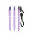 Bolígrafos Bic 4 colores pastel con lanyard