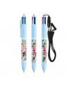 Bolígrafos Bic 4 colores pastel con lanyard