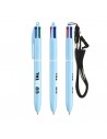 Bolígrafos Bic 4 colores pastel con lanyard