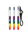 Bolígrafos Bic 4 colores LGTB con lanyard